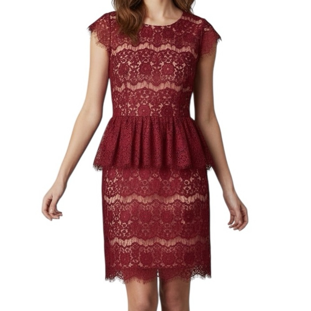 NWOT MAEVE Elsa Lace Back Zipper Lined Peplum Dress Size Small